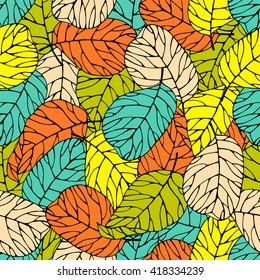 Seamless pattern with leafs prints.