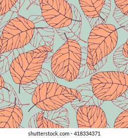 Seamless pattern with leafs prints.
