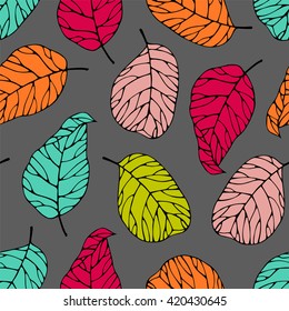 Seamless pattern with leafs prints.