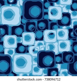 Seamless pattern. Leaky crooked squares with holes. Cheerful camouflage.