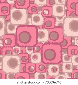 Seamless pattern. Leaky crooked squares with holes. Cheerful camouflage.