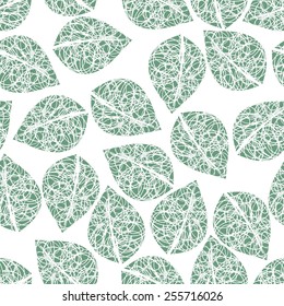 Seamless pattern with leaves 2. Vector background.