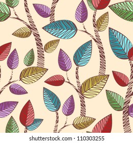 Seamless pattern with leaves