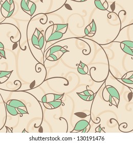 Seamless pattern with leaves