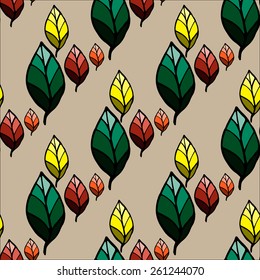 Seamless pattern with leaves