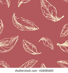 Seamless pattern of leaves.