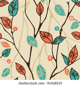 Seamless pattern with leaves