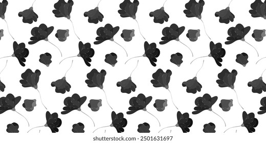 Seamless pattern, leaves, abstract flowers, ornament, texture, contours