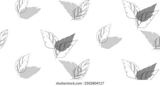 Seamless pattern, leaves, abstract flowers, ornament, texture, contours
