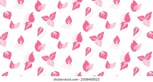 Seamless pattern, leaves, abstract flowers, ornament, texture, contours