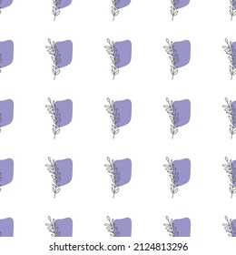 Seamless pattern with leaves and abstract shapes. Abstract Minimalistic Art. Cute kids nursery repeat background. Design in boho style for printing on textile or paper.