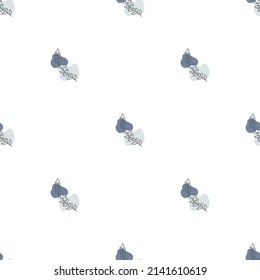 Nahtloses Muster mit Blättern und abstrakten Formen. Abstrakte minimalistische Kunst. Kleine Kinder, Kindergarten, wiederholen Hintergrund. Design im Boho-Stil für den Druck auf Textilien oder Papier.