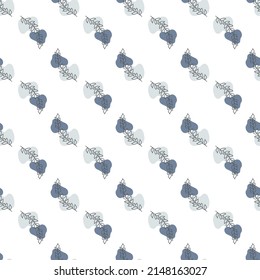 Seamless pattern with leaves and abstract shapes. Abstract Minimalistic Art. Cute kids nursery repeat background. Design in boho style for printing on textile or paper.