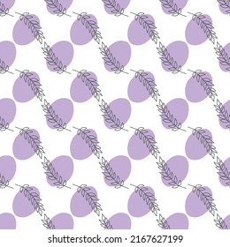 Seamless pattern with leaves and abstract shapes. Abstract Minimalistic Art. Cute kids nursery repeat background. Design in boho style for printing on textile or paper.
