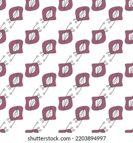 Seamless pattern with leaves and abstract shapes. Abstract Minimalistic Art. Cute kids nursery repeat background. Design in boho style for printing on textile or paper.