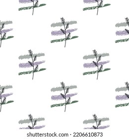 Seamless pattern with leaves and abstract shapes. Abstract Minimalistic Art. Cute kids nursery repeat background. Design in boho style for printing on textile or paper.