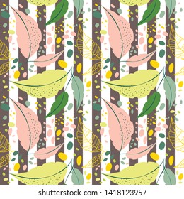 Seamless pattern with leaves. Abstraction from the leaves. Wallpaper, print, modern design textiles. Vector illustration.