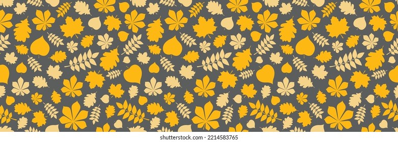 Seamless pattern with leaves. Autumn background. Panoramic header. Vector