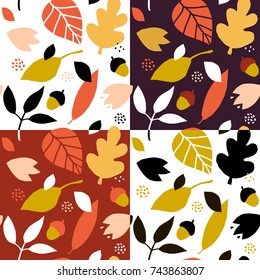 Seamless pattern with leaves. Autumn background, poster, textile, greeting card design.