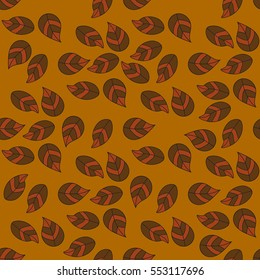 Seamless pattern with leaves in autumn color.