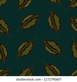Seamless pattern with leaves, autumn colorful tree background