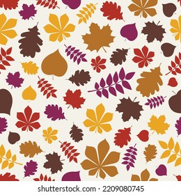 Seamless pattern with leaves. Autumn design. Vector