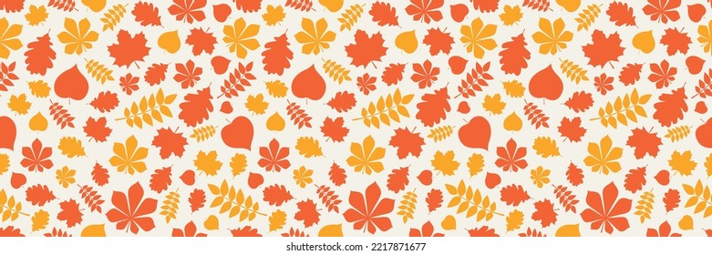 Seamless pattern with leaves. Autumn design. Banner. Vector