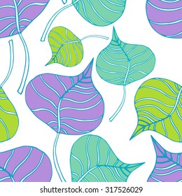 Seamless pattern with leaves. Autumn endless background.