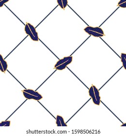 Seamless pattern with leaves and beads.  Textile pattern, print pattern. 3D vector illustration for fabric design, beadworks, print for textile, scarf, underwear, packaging, scrapbooking, etc.