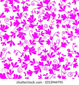 Seamless pattern with leaves and  berries on white background. Decorative branches for fabric and decor.