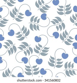 seamless pattern leaves and berries on a white background. vector illustration
