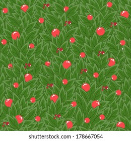 seamless pattern with leaves and berries. vector illustration