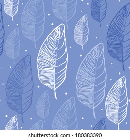 seamless pattern with leaves. blue