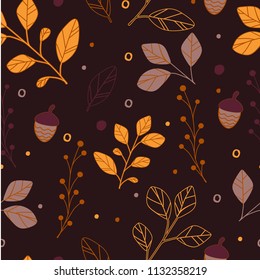 seamless pattern leaves branch in autum