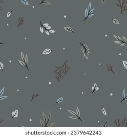 Seamless pattern with leaves and branches for children's textiles, scrapbooking paper, cards.