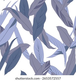 Modelo inconsútil con las ramas de las hojas, en gris monocromo, Ilustración vectorial, ornamento del Fondo de pantalla, papel de embalaje