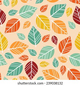 A seamless pattern with leaves. Bright autumn background.