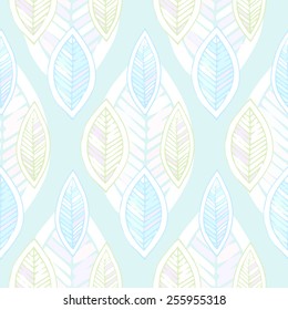 Seamless pattern of leaves in a cartoon style. Can be used for curtains, wallpaper, pattern fills, web page background, surface textures.