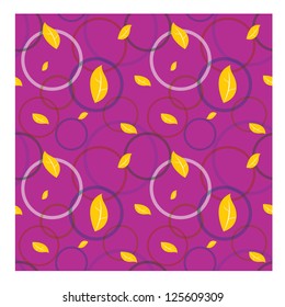 Seamless pattern with leaves and circle background