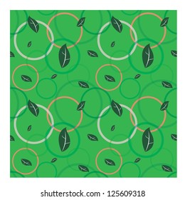 Seamless pattern with leaves and circle background