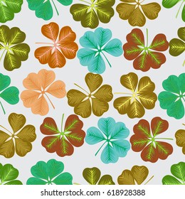 Seamless pattern with  leaves of clover