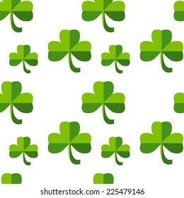 Seamless pattern from leaves of clover. St. Patrick's Day. Flat