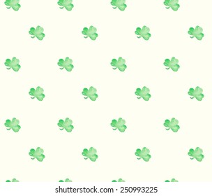 Seamless pattern with leaves of clover in St. Patrick's Day. 