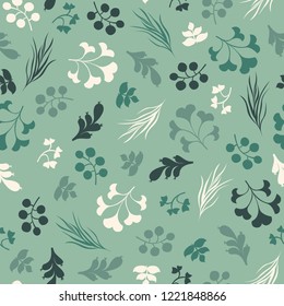seamless pattern of leaves, color background of foliage