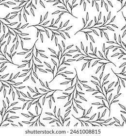 Seamless pattern with leaves creeper. Endless natural illustration