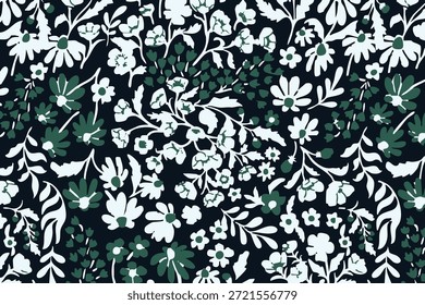padrão sem costura com folhas e cachos. Fundo floral abstrato monocromático. Textura elegante