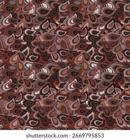 seamless pattern with leaves. Cute elegant flowers vector illustration Background for poster or cover. Figure for textiles. Decorative floral elements for invitation and postcard design. Dark. Brown. 