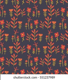Seamless pattern with leaves. Cute elegant flowers vector illustration. Background for poster or cover. Figure for textiles. Decorative floral elements for invitation and postcard design.
