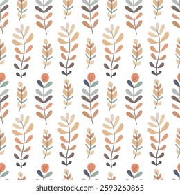 Seamless pattern of leaves. Cute illustration, vector,blue color, simple. Cartoon, flat. Isolated on white background