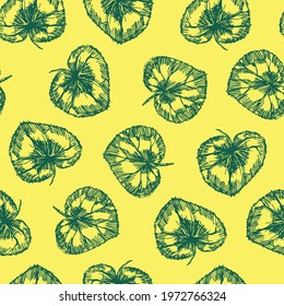 Seamless pattern with leaves of cyclamen. Design for textile, fabric, paper, interior decoration, covers.